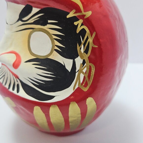 Handmade Papier-mâché Japanese 5" Lucky Red Daruma Doll - Picture 9 of 9
